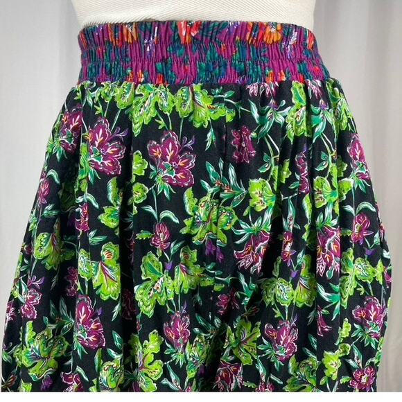 Vintage 90s FIRE Womens (M) Genie Pants Floral Baggy Boho Elastic Barrel USA - Picture 2 of 8